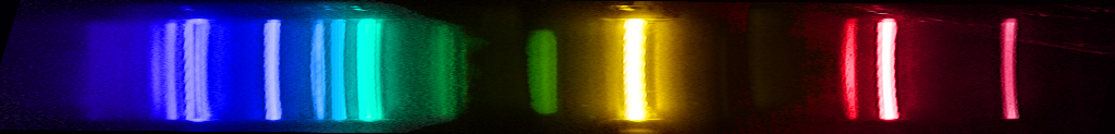 Photograph of emission spectrum of Helium.